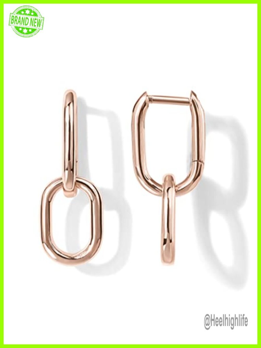 14K Gold Plated Convertible Paperclip Dangle Hoop Earrings